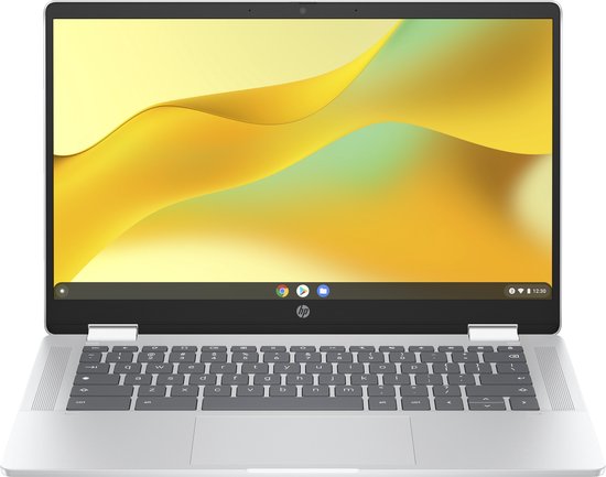 HP Chromebook x360 14b-cd0910nd Intel® N N100 35,6 cm (14") Touchscreen Full HD 4 GB LPDDR5-SDRAM 128 GB eUFS Wi-Fi 6 (802.11ax) ChromeOS Zilver - HP - Hoofdafbeelding