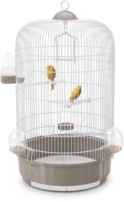 Imac Vogelkooi Luna Taupe - Compacte Ronde Kooi 40x40x65.5cm - Geschikt voor Kanaries, Met Schuiflade en Zitstokken