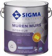 Sigma Interieur Muurverf Mat - Reinigbaar & Langdurig Kleurbehoud - Goede Dekking - RAL 9001 - Wit - 2.5L