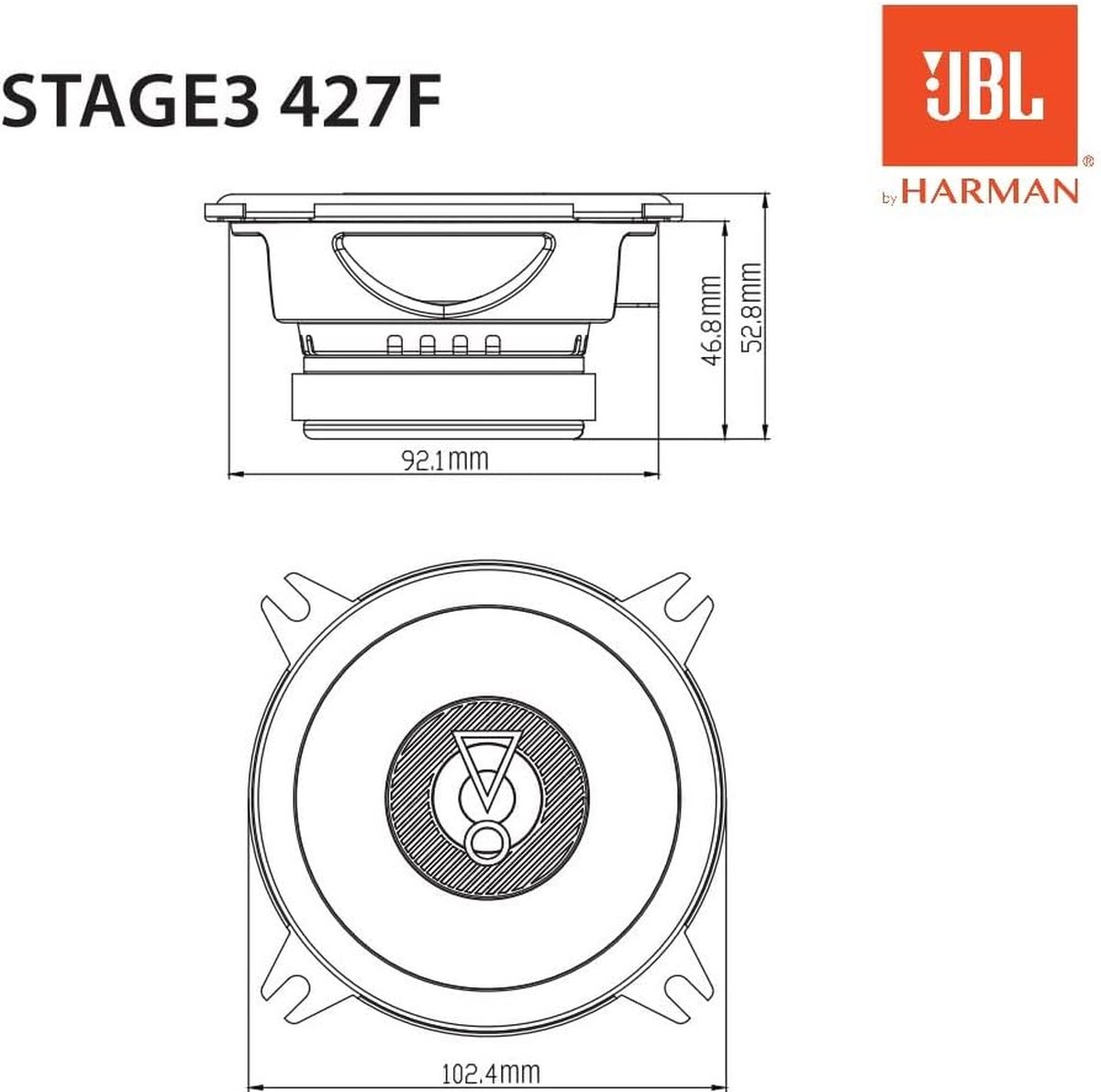 JBL Stage3 427F - Autospeakers - 4 Inch (100mm) - 2-Weg Coaxiaal - 90 Watt - 2 stuks - Zonder Grill – foto 5
