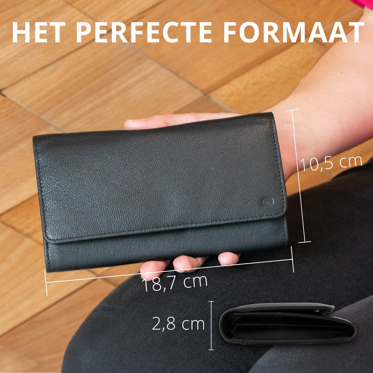Pierre Cardin Portemonnee voor dames, meisjes, mooi, groot, ruim, kunstleer, cadeau, portemonnee met muntenvak, portemonnee voor dames, meisjes (zwart