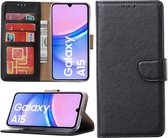 Hoesje geschikt voor Samsung Galaxy A15 bookcase met pasjeshouder - Zwart