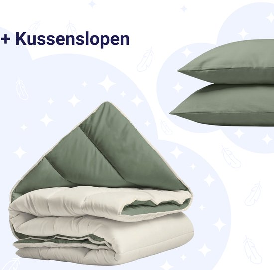 Zelesta® Royalbed Green & Cream 200x200cm - Dekbed zonder overtrek - 30 dagen proefslapen - Wasbaar hoesloos dekbed - Bedrukt dekbed - All year zomerdekbed & winterdekbed