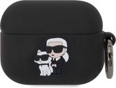 Karl Lagerfeld, Hoesje voor Airpods Pro NFT Schokbestendig Silicone met Ring, Zwart