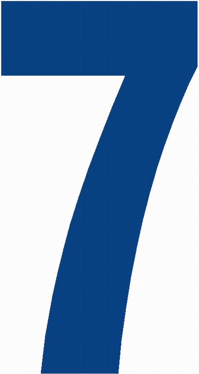 Cijfersticker nr. 7 BLAUW 10x5cm, plakcijfer, huisnummersticker, containersticker, magazijn sticker, showroom, tuincentra