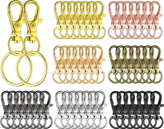 28 Stuks Karabijnhaak - Musketonhaak Sleutelhangers voor Volwassenen - Mini DIY Musketon - Auto Klein Carabiner Sleutel Hanger, Houder - Karabijn haak ringen - Keychain Zelf Maken Karabijnsluiting - voor Hobby