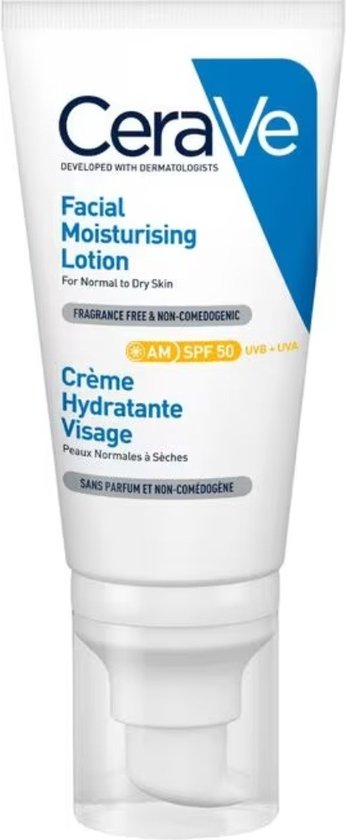 Foto: Cerave hydraterende gezichtscr me spf50 voor normale tot droge huid 52ml