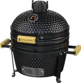 KitchenBrothers Kamado BBQ - 16 Inch Houtskoolbarbecue - 34⌀ cm - Deluxe Set - Egg BBQ met Accessoires - Zwart