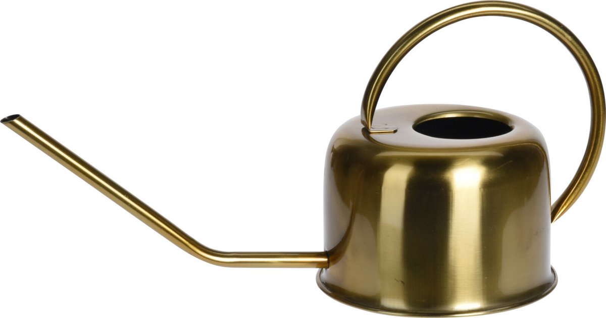 H&S Collection Retro gieter voor binnen - kamerplanten - rvs metaal - goud metallic - 1000 ml - plantengieter