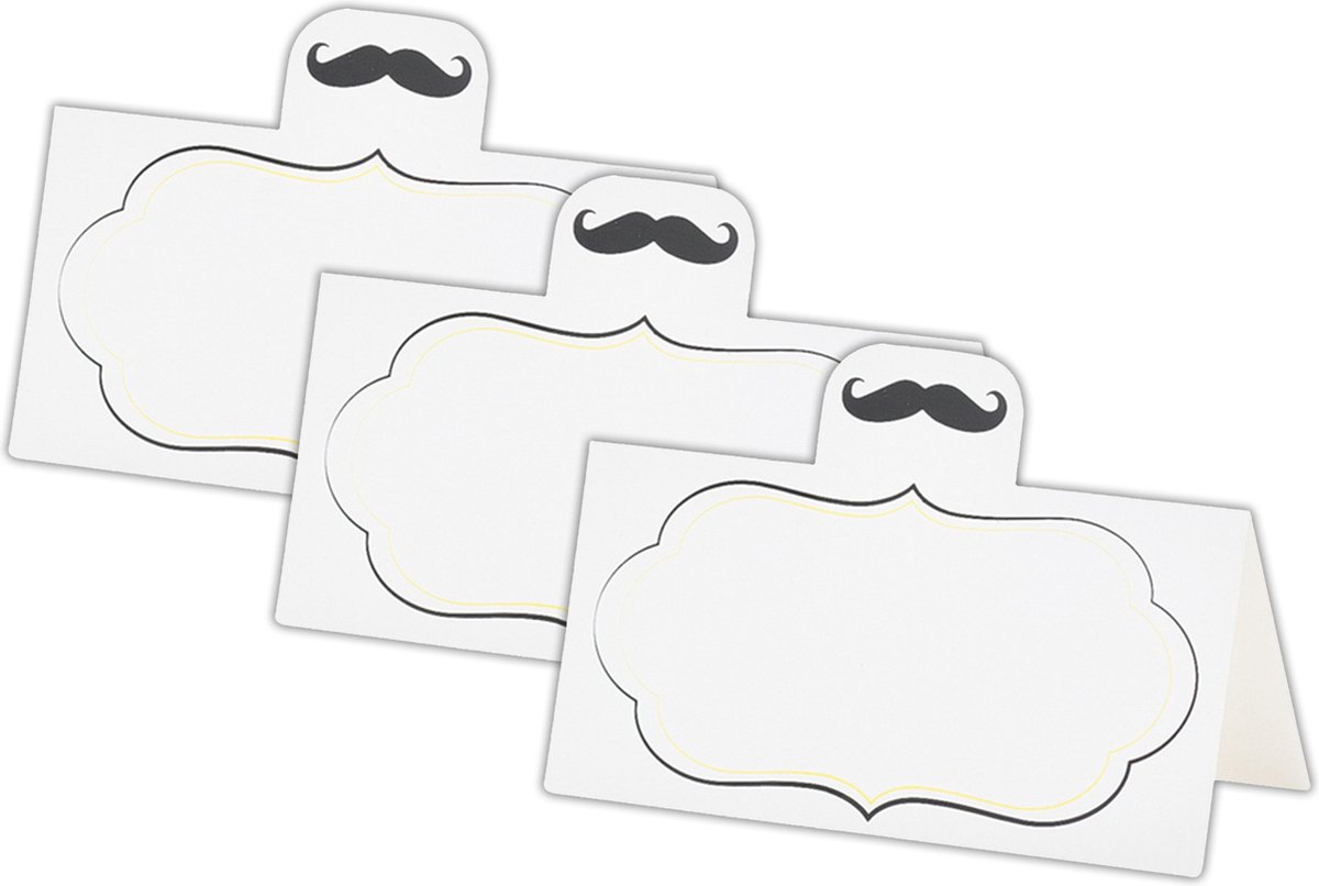 Givi Italia naamkaartjes/plaatskaartjes - bruiloft - wit - Mister - Mister thema - 20x stuks - 10 x 5 cm