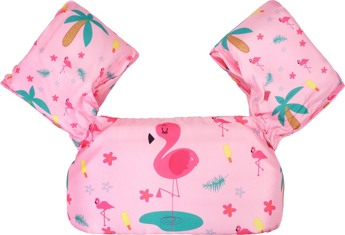 Edmondo Zwemvest kinderen - met Kinderslot / Veiligheidssluiting - Puddle Jumper Deluxe - Flamingo - 15 tot 30kg - 2 tot 6 jaar - Zwembandjes - Reddingsvest - Zwemvest kind - Nederlands product - NL handleiding - Inclusief Pop It sleutelhanger — afbeelding 3