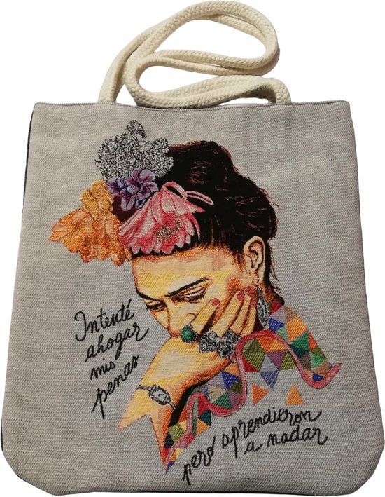 Sac bandoulière Frida Kahlo - Tissu Gobelin - 37 cm x 40,5 cm