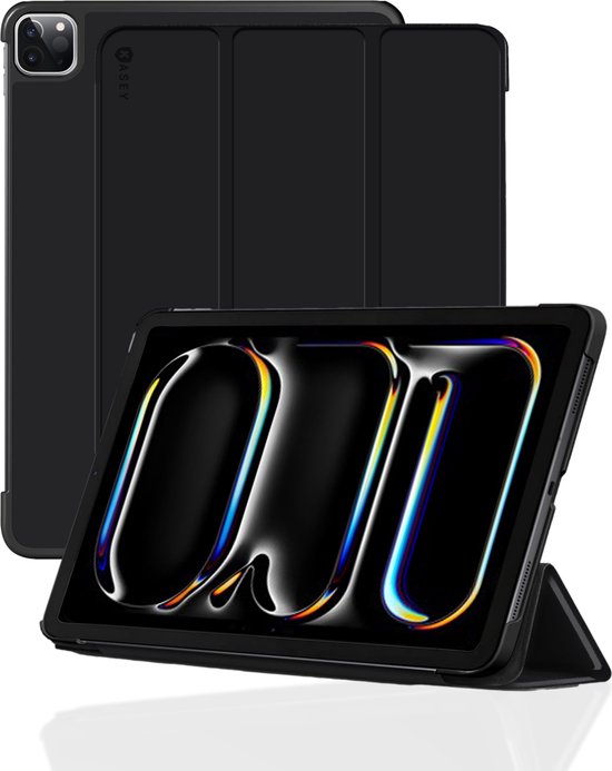 Kasey Hoes Geschikt voor iPad Pro 2024/2025 (13 inch) Hoes – Tri-Fold Book Case – Slim – Magnetisch - Geschikt voor Apple - Zwart