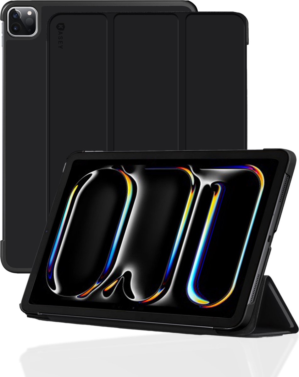 Kasey Hoes Geschikt voor iPad Pro 2024/2025 (13 inch) Hoes – Tri-Fold Book Case – Slim – Magnetisch - Geschikt voor Apple - Zwart