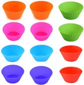 Somstyle Siliconen Cupcake Vormpjes - 12 Stuks - BPA Vrij - Muffin Bakvormen - Ø7 CM - Multicolor