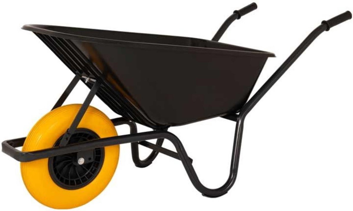 Topgear Kunststof Kruiwagen - Zwarte Bak - 85 Liter - Anti-lek & Luchtband