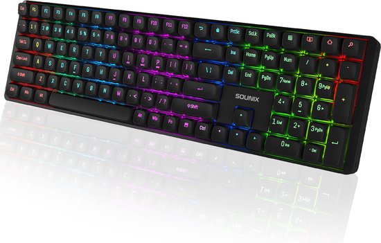 Sounix Gaming Toetsenbord - Mechanisch Qwerty Gaming Toetsenbord - 111 Keys - RGB Effect - US Qwerty - Zwart