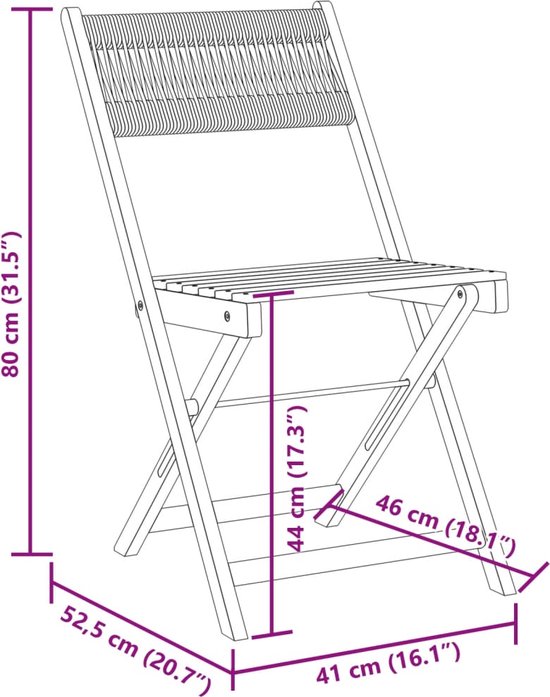 Bistrostoelen 2 st massief acaciahout en poly rattan zwart