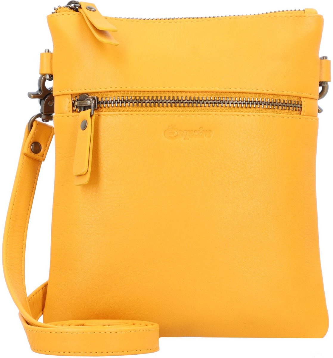 Esquire Leren Schoudertas Peru Small Crossbody Bag Curry Donkergeel