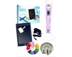 foto van G G 1989 - 3D pen - 3D pen starterspakket - XXL- Rose - 120 meter filament in 40 kleuren - Adapter met extra lang snoer - Tekentablet 8,5 inch - Schoonmaaknaald - Sjablonenboek met 40 bladzijden en herbruikbaar overtrekvel