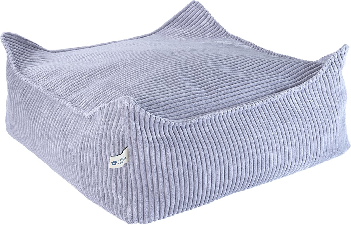 Wigiwama Corduroy Square Ottoman / Poef - 80x70x50cm - Blueberry Blue