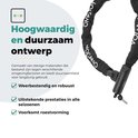 Zwart, weerbestendig kettingslot met twee sleutels.