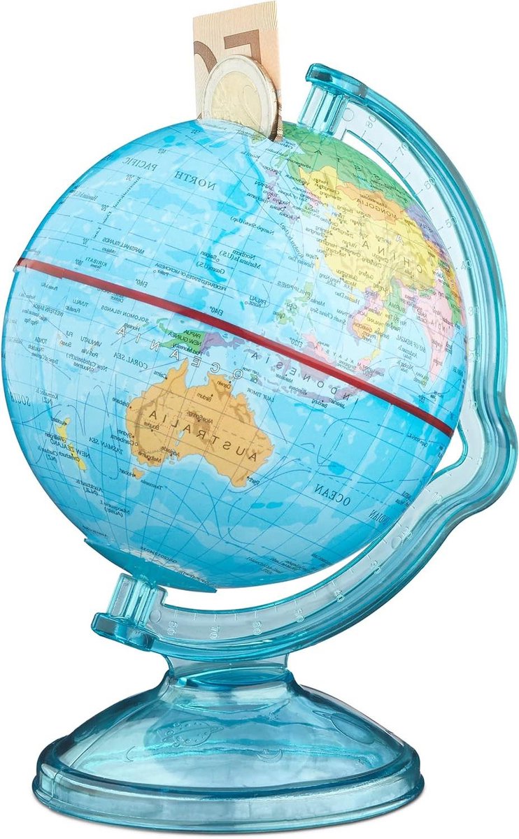 Wereldbol spaarpot draaibaar Kinderen reizen blauw HBD 165 x 14 x 14 cm