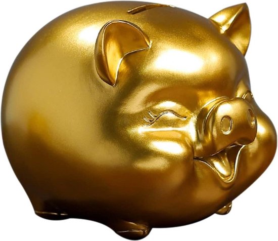 Foto: Spaarvarken goud geldbank cartoon standbeeld resin piggy bank kinderen munten blik spaarpot verjaardag nieuwjaar cadeau