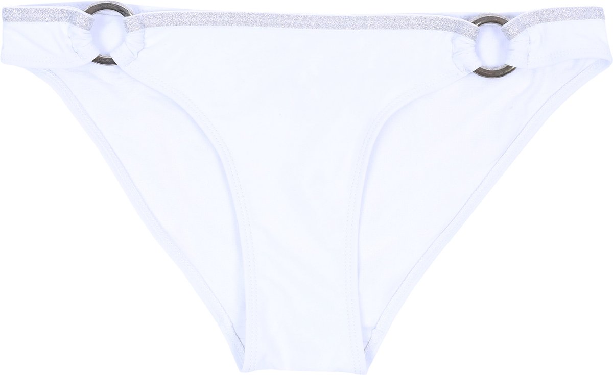 Witte bikinislip met decoratieve ringetjes