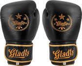 Gladts Gladiator Star Power Bokshandschoenen – Echt leer – Zwart/Goud – 14 oz
