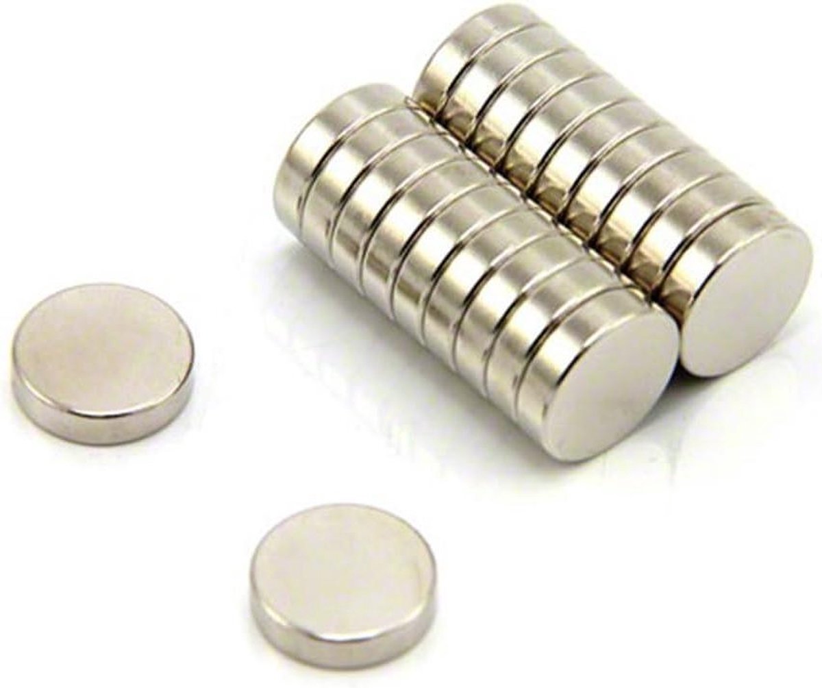 Neodymium-magneet 12 mm x 3 mm - 2 kg trekkracht - 20 stuks voor kunstambachten modelbouw - thuis en kantoor