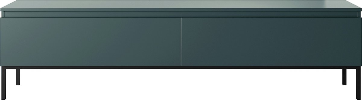 Selsey Bemmi – Tv-meubel met 2 deuren en zwarte metalen poten, donkergroen, 175 cm