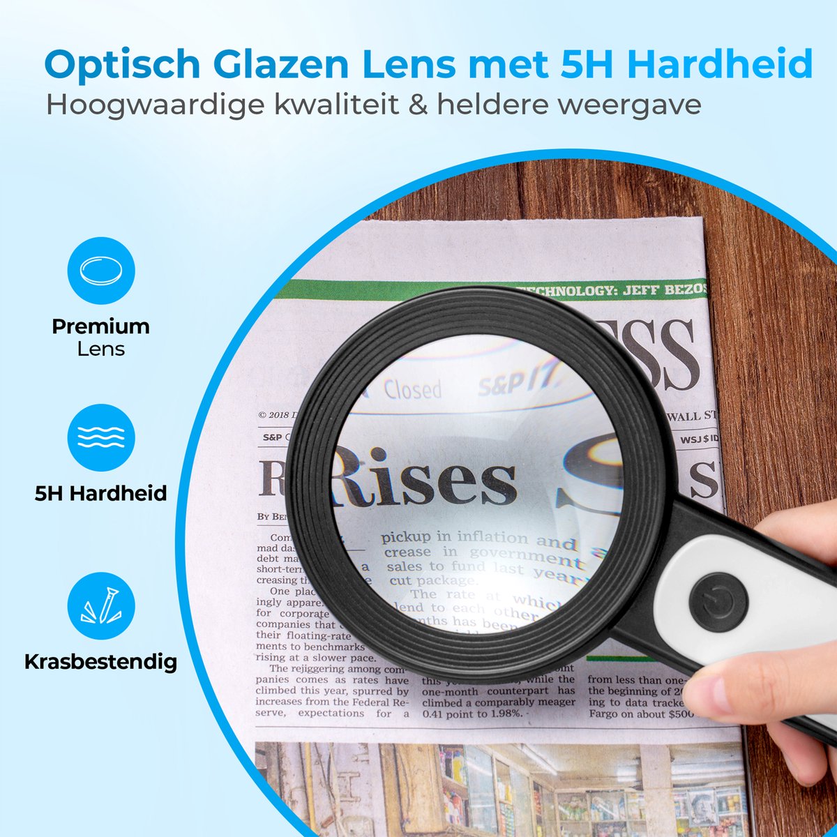 NZQXJXZ 5x oplaadbaar vergrootglas met licht en standaard, 3-in-1 vergrootglas met 43 instelbare helderheids-LED's, flexibel zwanenhals vloervergrootglas voor hobby, ambacht, lezen