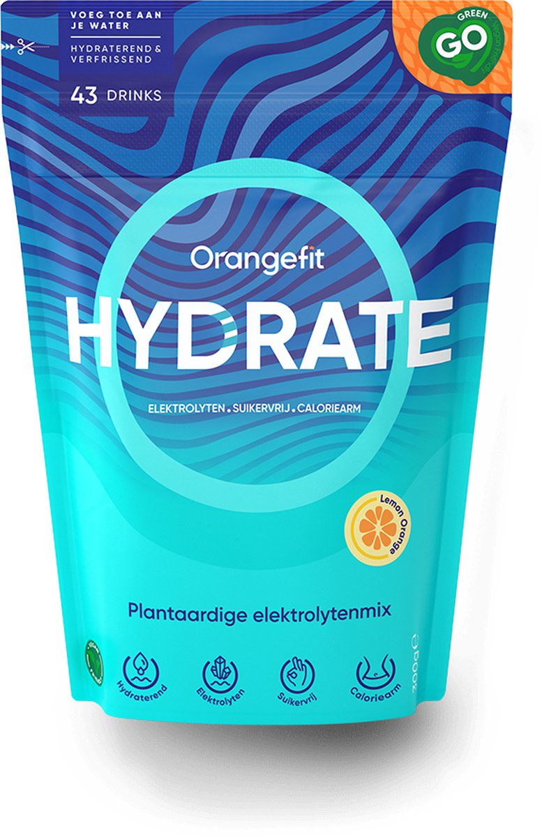 Goedkoopste Orangefit® Hydrate - Elektrolytenpoeder zonder suiker - Hypotone sportdrank - Optimale hydratatie - Lemon Orange smaak