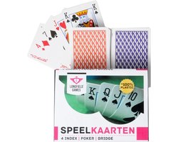 Longfield Speelkaarten 100% Plastic – 2 Sets in Kunststof Doosje – 4 Indexen – Duurzaam Kaartspel vo