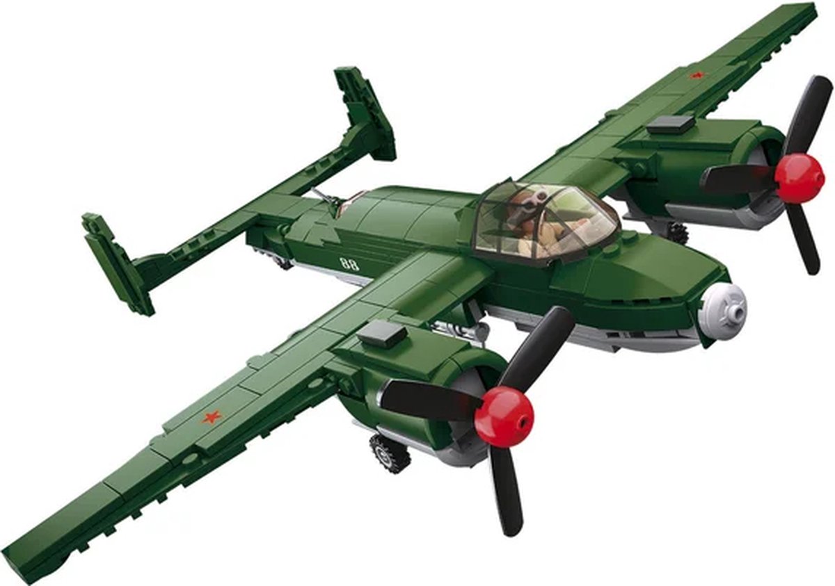 Sluban Army WWII Vliegtuig Tupolev TU-2 Bomber - Bouwspeelgoed vanaf 8 jaar - Constructiespeelgoed modelbouw - bouwdoos met 311 bouwstenen - M38-B0688