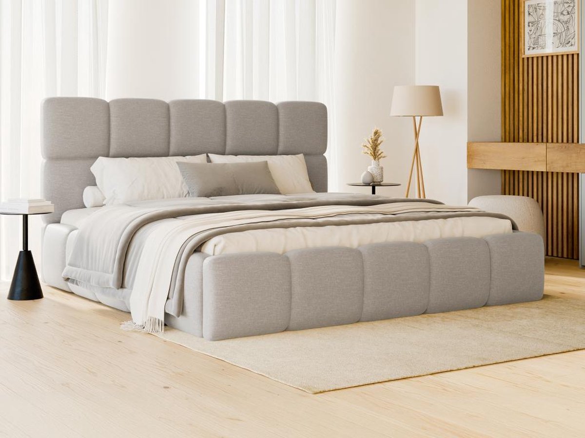 PASCAL MORABITO Bed met opbergruimte stof lichtgrijs 180 x