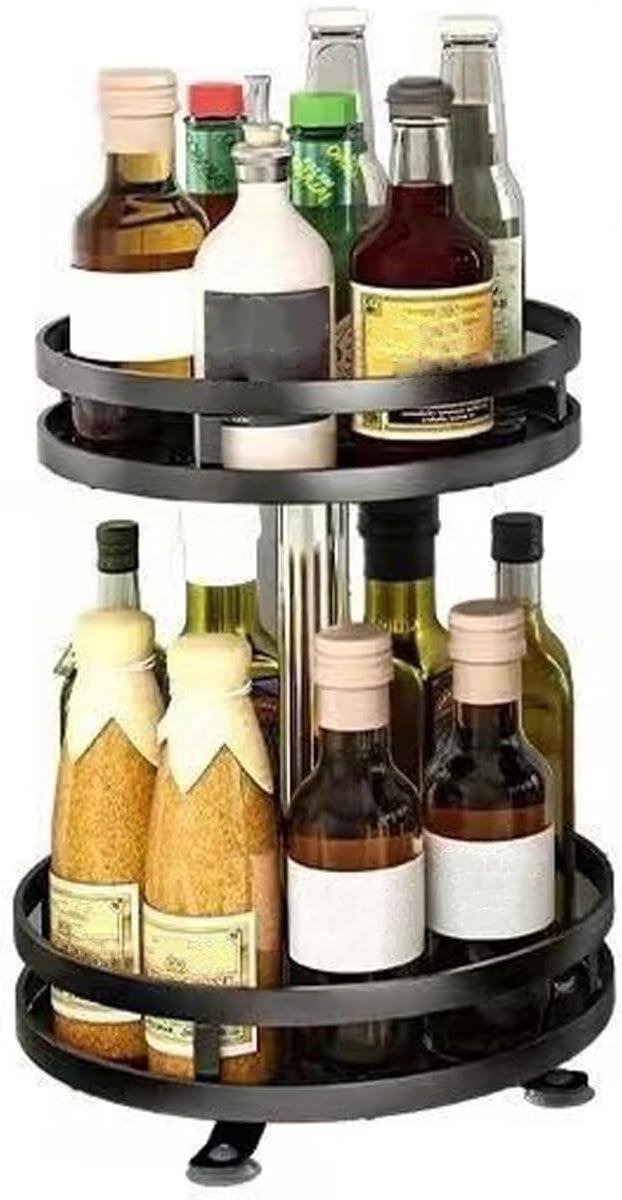 2 Tier Lazy Susan Organizer - Draaitafel Metalen Roterende Spice Rack voor Pantry Kast