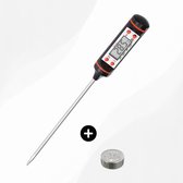 ZoeZo Design - Thermomètre TP101 - Thermomètre de Cuisine - Acier inoxydable - Nourriture Lait, Viande, BBQ, Water - Zwart - Rouge - Thermomètre alimentaire - Numérique - Jauge de température - Thermomètre de cuisine