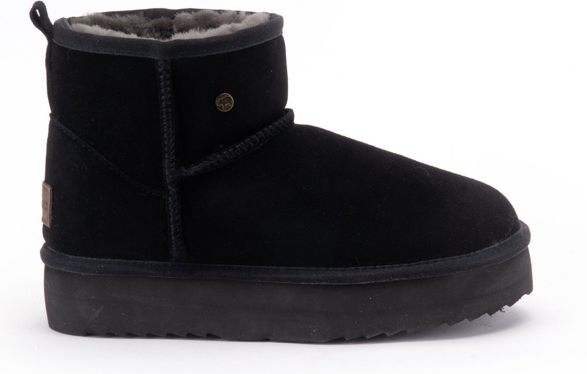 Warmbat Wallaby Suede boot Plateau Dames Laarzen - Zwart