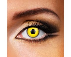 Partylens® gele kleurlenzen - Yellow Eye - zachte jaarlenzen met lenshouder - Halloween lenzen