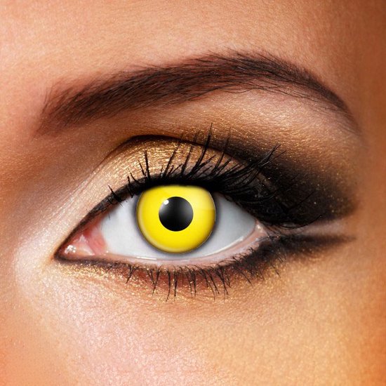 Partylens® kleurlenzen - Yellow Eye - zachte jaarlenzen met lenshouder - Halloween Cosplay Grime
