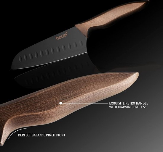 Foto: Knife set stainless steel non stick black colour coating blade knives includes 8 chef knife 8 bread knife 7 santoku knife 5 utility knife and 3 5 paring knife