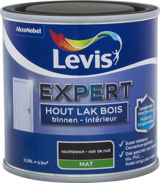 Blik Levis Expert Houtlak Binnen Mat Nachtzwart 0,25L
