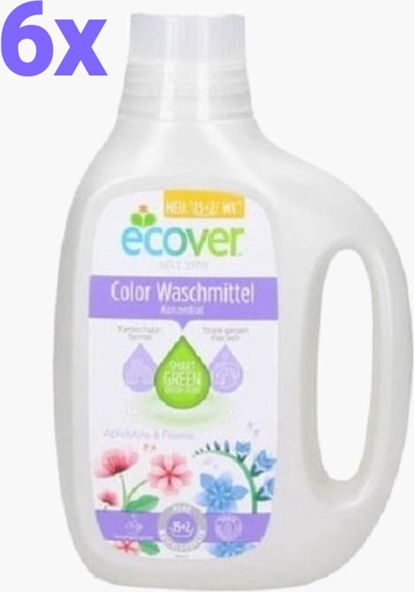 Goedkoopste Ecover Color Wasmiddel - 102 Wasbeurten - 6 x 850 ml