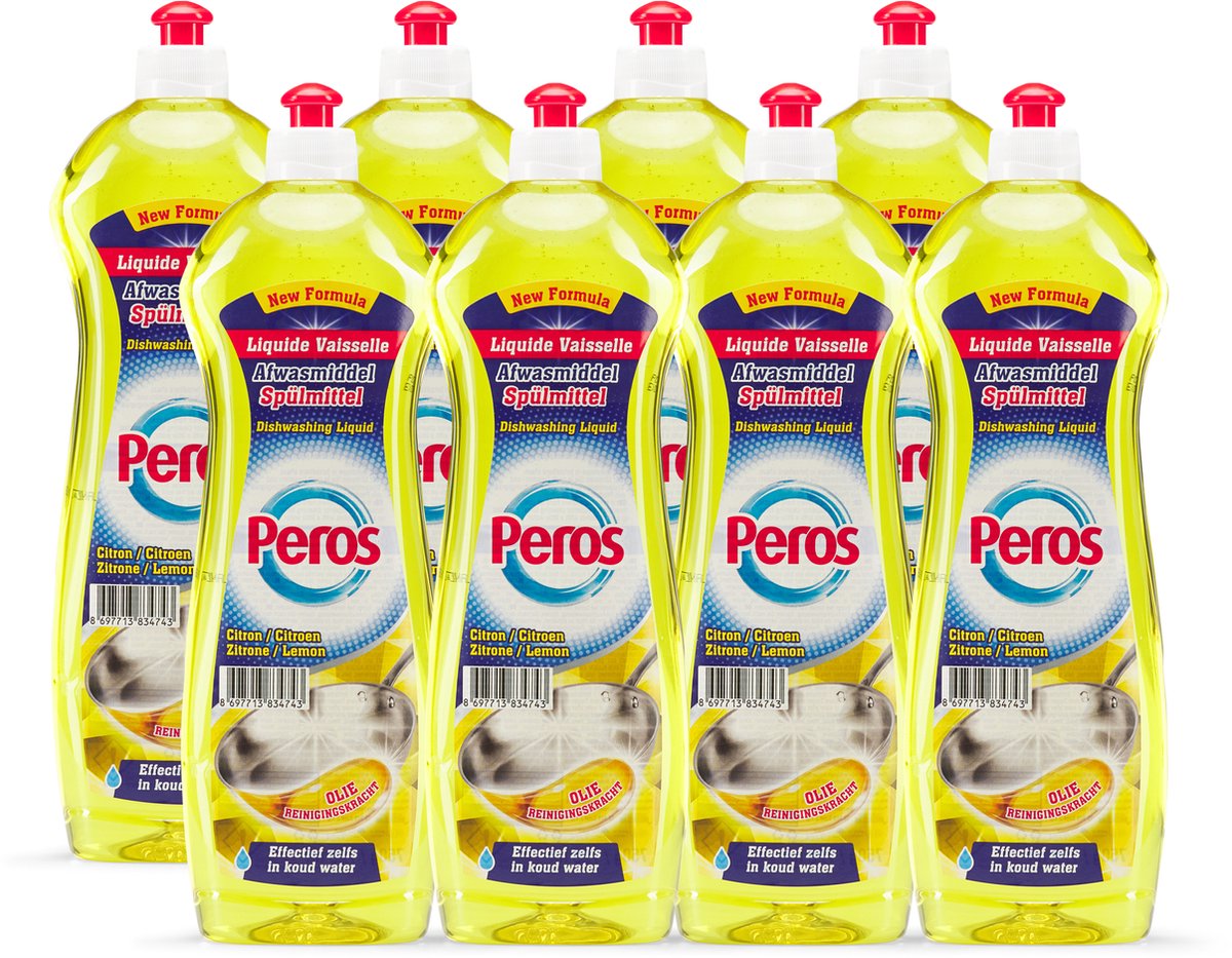Peros Vloeibaar Afwasmiddel - Citroen - 8x750ml - Voordeelverpakking