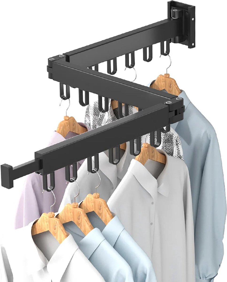 Goedkoopste Droogrek - Wasrek - Wanddroogrek - Kledinghangers - Waslijn - Ruimtebesparend - Intrekbaar - Inklapbaar- Aluminium - 114cm - Voor badkamer, Balkon, Patio etc.