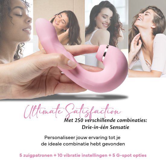 Fae® Vibrator voor Vrouwen - Clitoris & G spot Stimulator - Zuig en druk functie - Penetratie Dildo - Sex Toys voor Vrouwen en koppels - Seksspeeltjes - Thrive Series - Blushing Bride