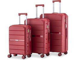 SKYCASES Urban Adventurer - Kofferset - 3-delig - Cijferslot - 232L - Spinner wielen - Reiskoffer met Kofferslot - Lichtgewicht - Rood