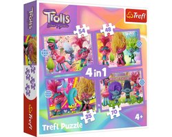 Trefl puzzel 4in1 - kleurrijke Trolls avontuur Universal Trolls 3 karton.